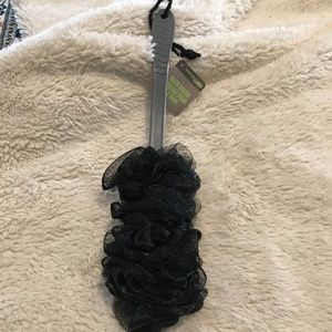 Assured For Men Bath Sponge Brush Loupe with Long Handle and String Hanger Grey